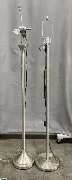 2 Brushed Nickel Floor Lamps Missing Shades Tallest 64" image