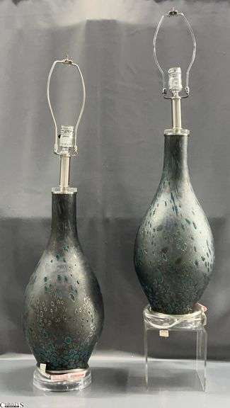 2 Blown Glass Style Decorator Table Lamps - 32" T of each image