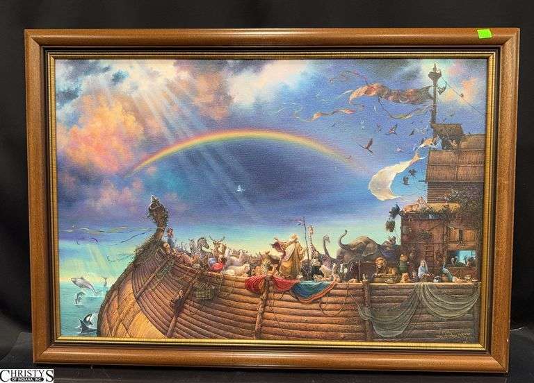 "The Promise" Noah's Ark Artwork by Tom Dubois 448/495 Framed  on Canvas Approx. 33" X 23" with Certificate of Authenticity by Somerset House Publishing image