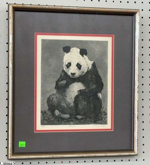 "Panda" Signed Engraving 50 of 50 - 17" x 19" of frame image
