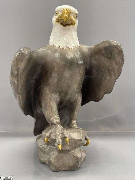 Singed Mcfarland Potteries Bald Eagle Statue 15" image