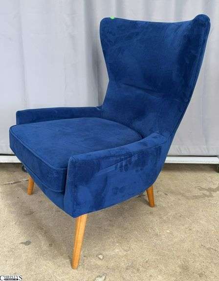 Royal Blue Modern Mid Century Inspired Wingback Chair 28x28x39" image