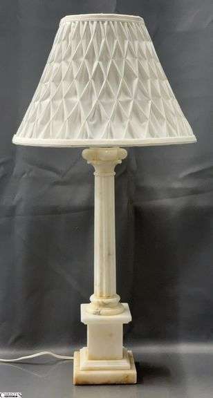 Marble Column Table Lamp - 28" to top of finial image