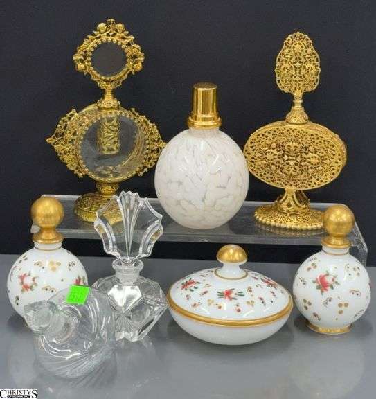 Perfume Bottles, Powder Dish, Tallest Gold 8" image