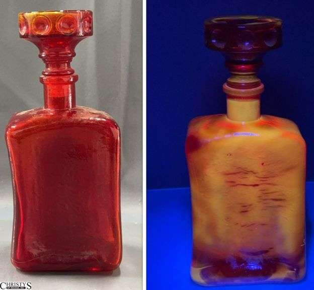 Single 10" Decanter Ruby Glass UV Reactive image