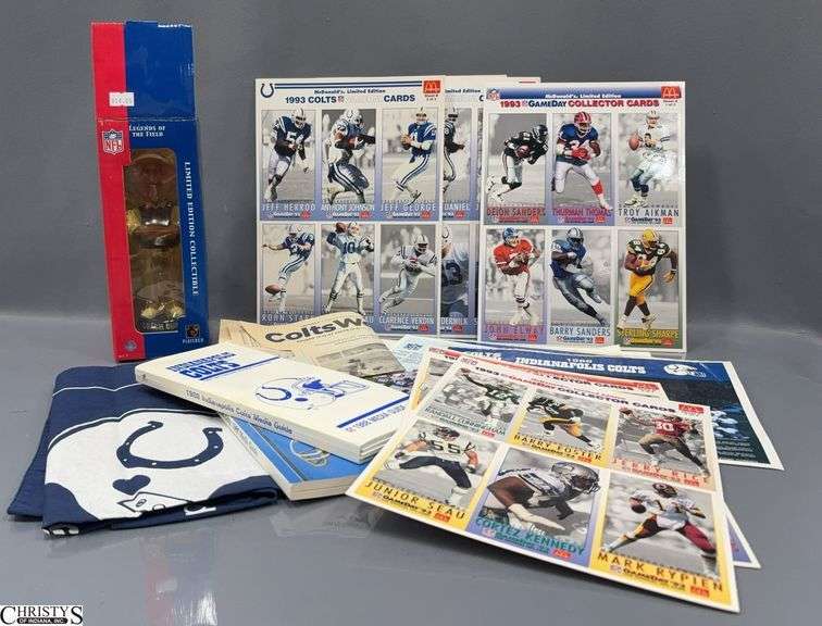 Signed Tony Dungy Bobble Head in Box, Indianapolis Colts Related Hand Books, and Other Related Items image