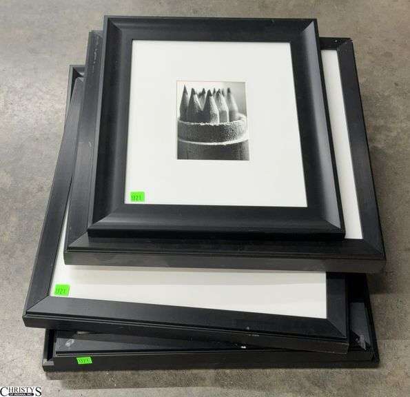 5 Framed Black and White Prints - 19" x 23" of largest, some wear/scuffing to frames image