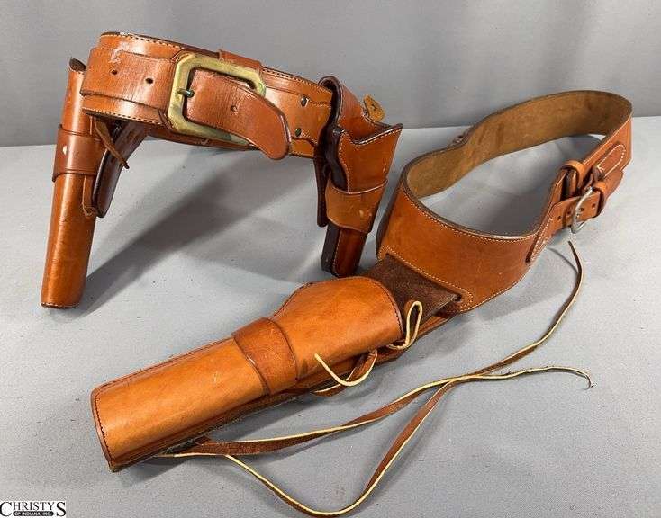 2 Gun Belts with Holster and 45 Colt Cal. Cartridges.  Approx. 46 Total Cartridges image