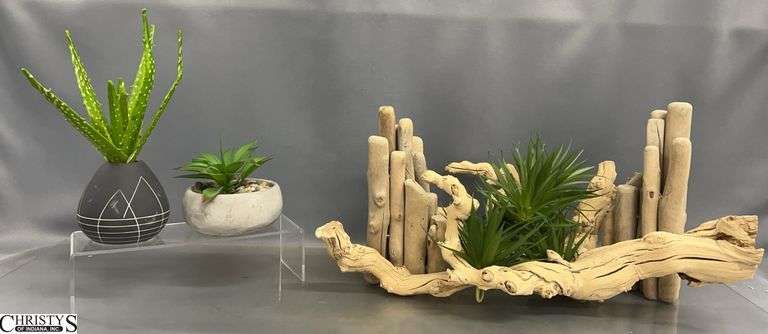 Faux Plants and Drift Wood Decor, Largest 21" image
