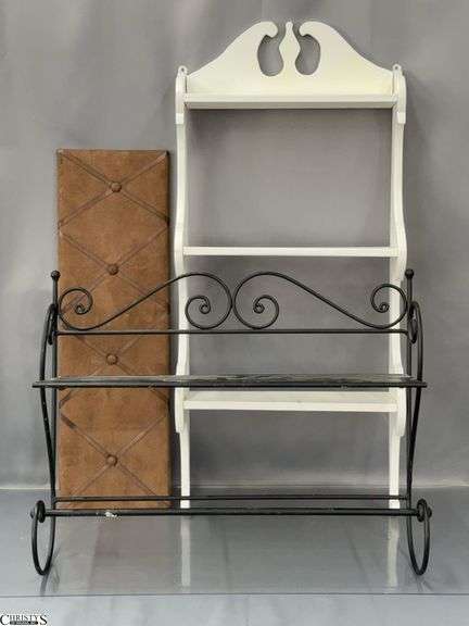 Metal Towel Bar Shelf, 24x19" White Display Shelf and Photo Card Holder image
