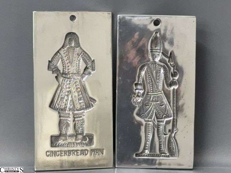 2 Colonial Williamsburg Virginia Metalcrafters Solider Cookie Mold/Press - 5.5" x 11" of each image