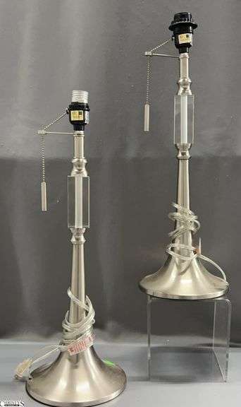 Pair Silver Tone and Acrylic Accent Tablelamps - 20" of each image