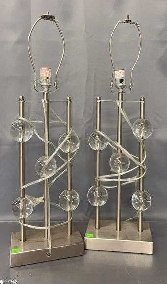 Pair Decorator Table Lamps - 30" to top of harp image