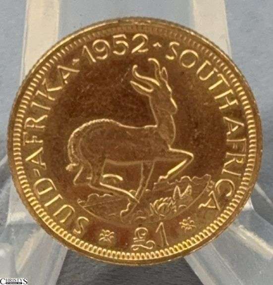 1952 South African 1 Pound George VI Gold Coin image