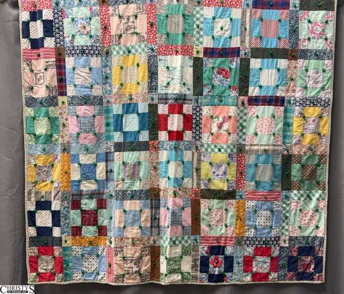 Handmade Block Pattern Quilt - 65" x 75" approx image