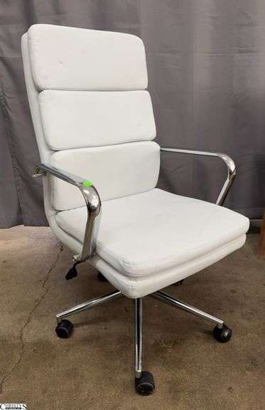 Cream Color Rolling Office Chair 23x34x41" Tall To Back image