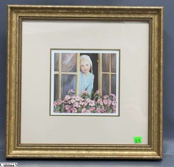 Signed Nancy Noel Amish Girl Lithograph - 16.5" x 16" of frame image