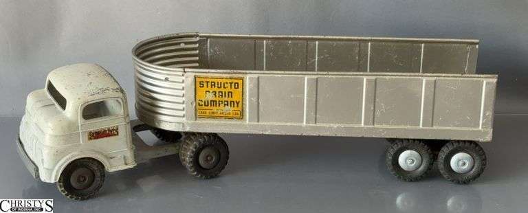 Structo Toys Metal Grain Truck and Trailer - 21" L - some finish wear image