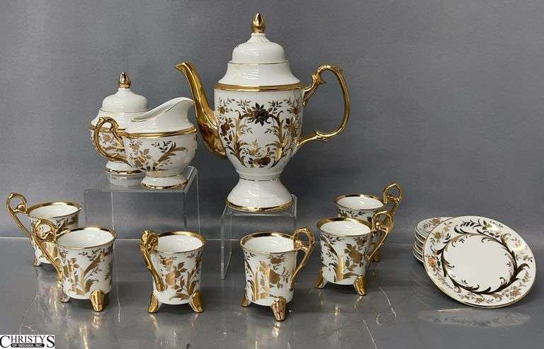 Japanese Gilt Floral Design Porcelain Tea Service - 15pcs - 8" of teapot image