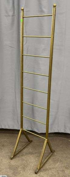 Hollywood Regency Brass Tone Towel Stand - 14" x 58" image