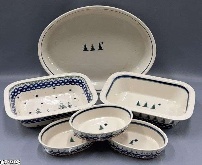 6pcs Boleslawiec Polish Pottery Bakeware - 14" of largest image