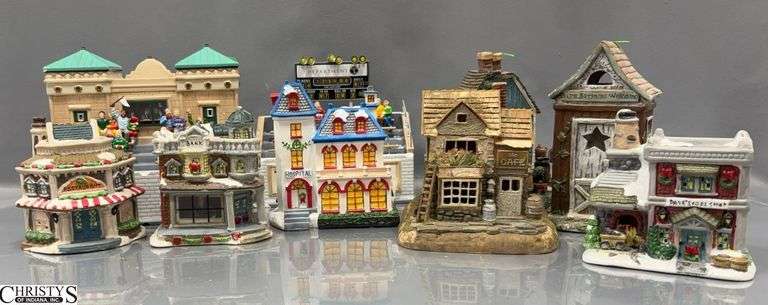 Dept56 Stadium, Some Chipping, Bookends, Cobblestone Corner Lighted Houses image