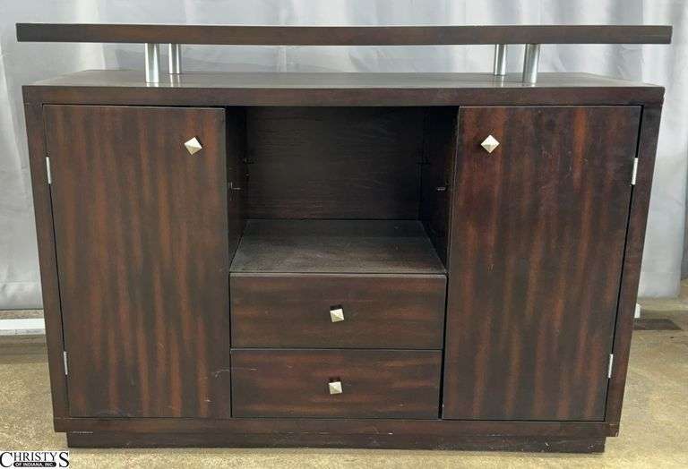 Dark Finish Cabinet, 2 Doors, 2 Drawers, Some Scuffing 48x18x36" image