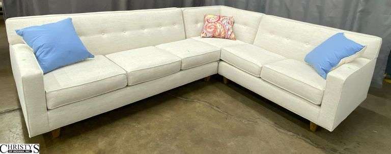 3pcs Off White Sectional Sofa, Some Minor Spot Cleaning Needed, Left Arm to Corner 111", Corner to Right Arm 87", Depth 37", Back height 32" image