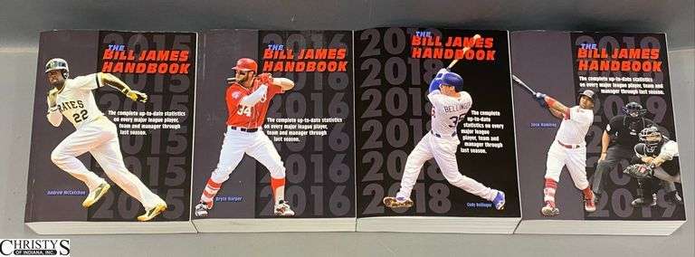 4 Bill James Handbooks Signed 2015, 2016, 2018, 2019 image