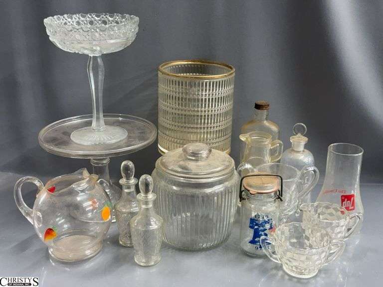 Clear Glass Jars, Compote, Pitcher, Canister Tallest 8.5" image