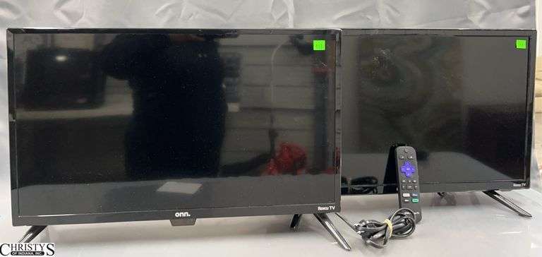 2 Onn TV's, 1 Remote - 24" of largest image