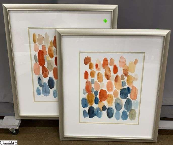 "Citrus Season I & II" For Model Home Decor Water Color Prints In Metallic Frames 27x32" image