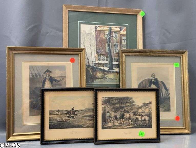 Framed Colonial Prints, Largest 13x15" image