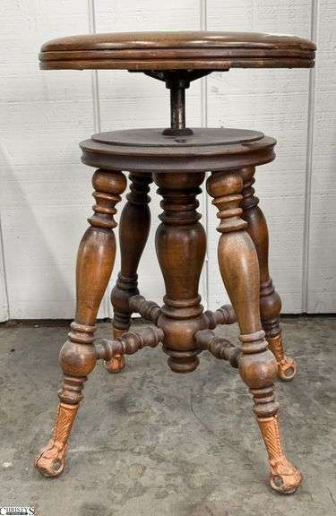 Claw & Ball Metal and Glass Foot Organ Stool - 21" T as sits image