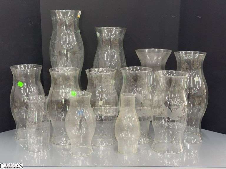 Etched Glass Chimneys and Hurricanes Tallest 14" image