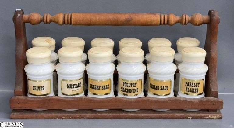 Spice Rack in Wooden Tray 13x5x6 image