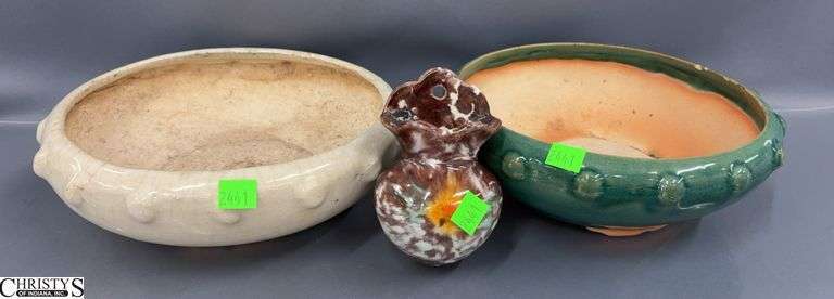 Pottery Shallow Planters and Wall Pocket 10" image