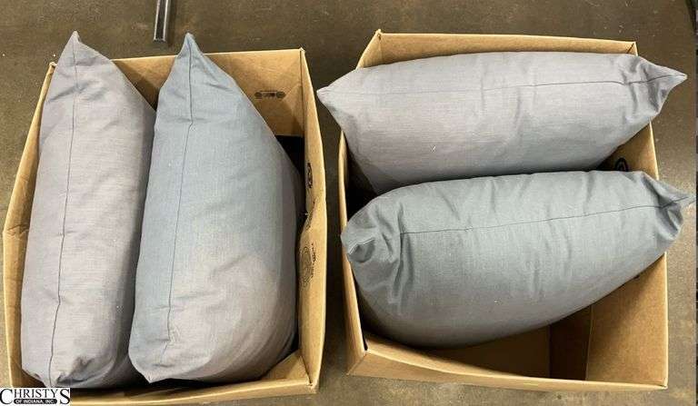 4 Throw Pillows, Dark Grey In Color, Does Have Some Sun Light Damage, 23" image