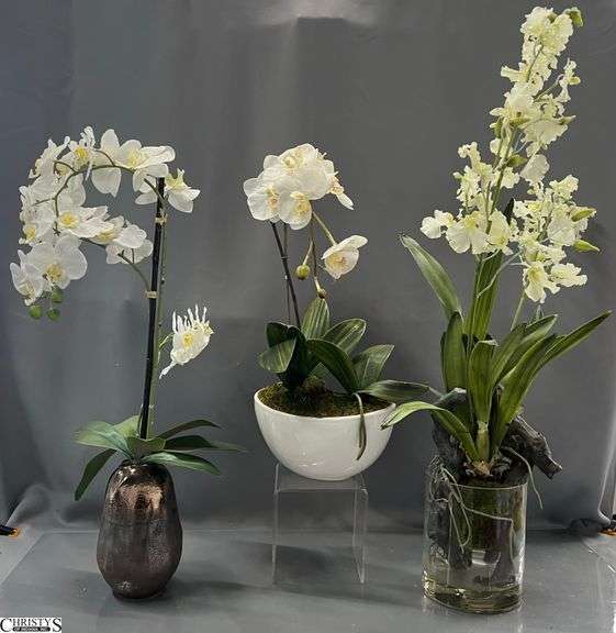 3 Artificial Orchid Plants - 35" of tallest image
