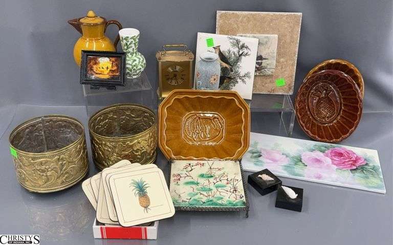 Brass Planters, Tile Trivets, Fatima Small Vase, Glazed pottery image