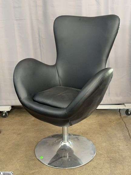 Modern Black Egg Swivel Chair 28x24x41" image