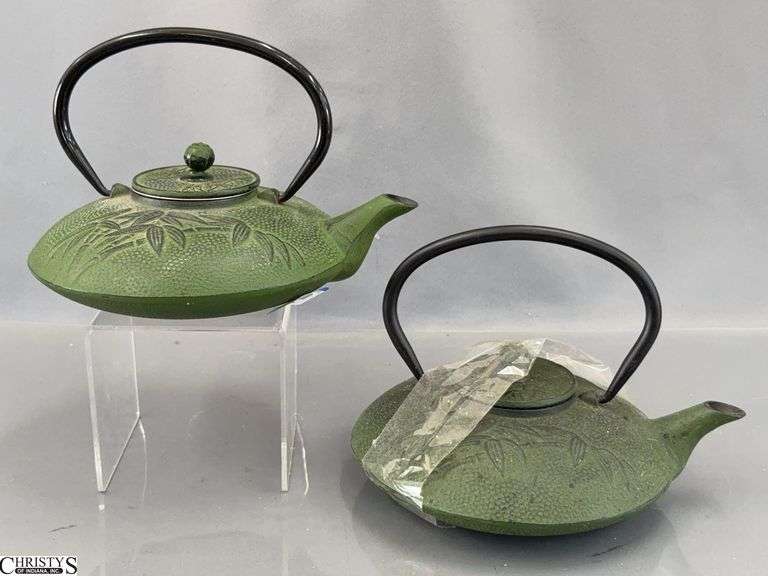 Pair of Asian Cast Iron Tea Pots with Lids image