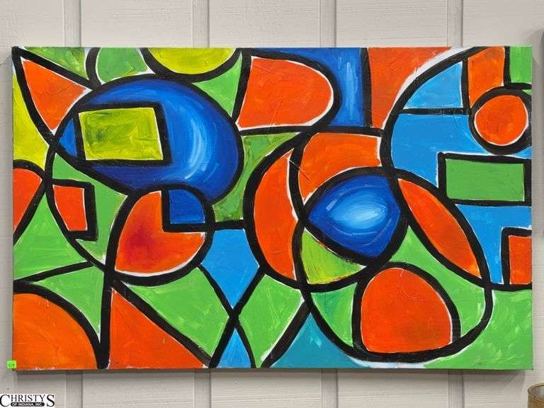 Original Vibrant Modern Style Oil on Canvas - 48" x 29.5" of canvas image