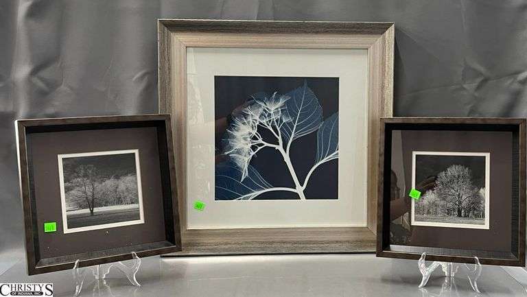 3 Pcs Framed Wall Decor, Metallic Colors Larger 21x21" image