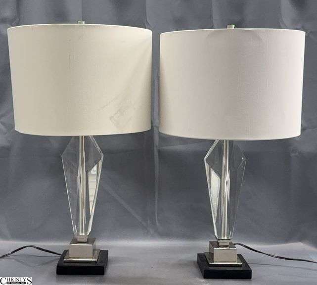 Pair of Chrome and Acrylic Table Lamps 27" image