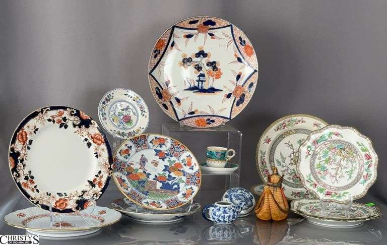 Asian Dishes, Bowls, Trinket Dish, Cup, Largest Plate 12" image