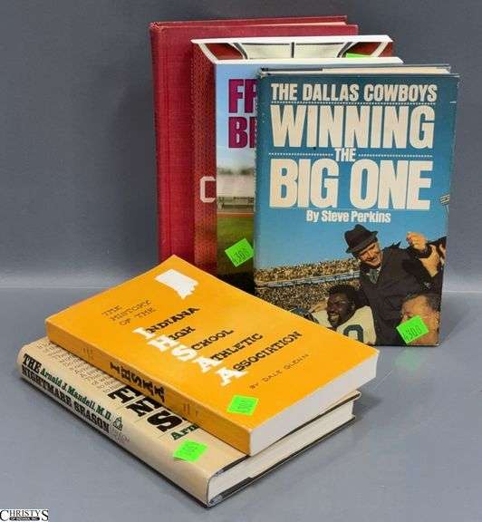6 Sports Related Autographed Books, "History of The IHSAA", From The Beginning to the End Zone", The Dallas Cowboys, Cinderella Ball -IU To Rose Bowl 1967, The Nightmare Season, Nelson's Encyclopedia of Pro Football image