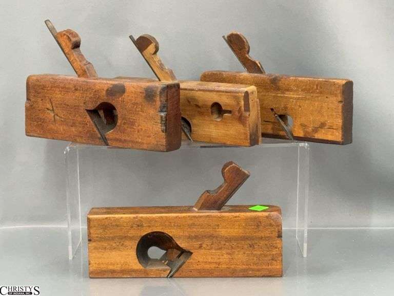 4 Vintage Wooden Planes all Have Blades image
