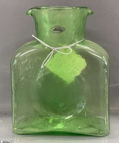 Green Concave Blenko Pitcher 8" image