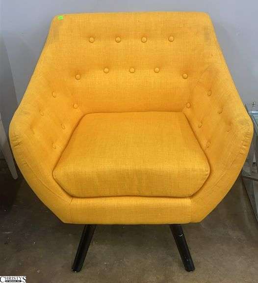 Bright Yellow Mid Century Style Accent Chair, Needs Spot Cleaned 34x28x33" image